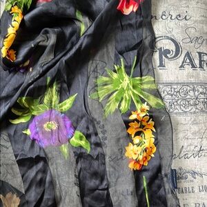 Gorgeous black silk floral scarf